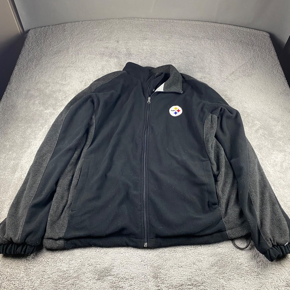 NFL Pittsburg Steelers Fleece Jacket Full Zip Mens Large Black